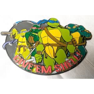TMNT Teenage Mutant Ninja Turtles Belt Buckle GIVE 'EM SHELL! 2012 adult viacom
